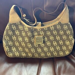 Authentic Dooney & Bourke Signature Brown Tan Shoulder Bag